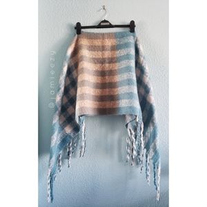 C-Mode | NWT Plaid Fringe Off-Shoulder Shawl